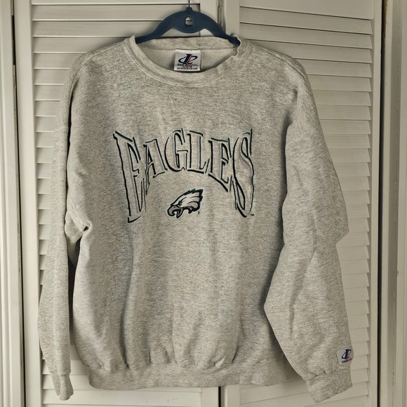 Vintage Logo Athletic Mens Gray Philadelphia Eagles Crewneck Sweatshirt Large - Picture 1 of 4